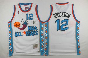 Maillot De Basket All Star 1996 NBA Western John Stockton 12 Engrener Blanc